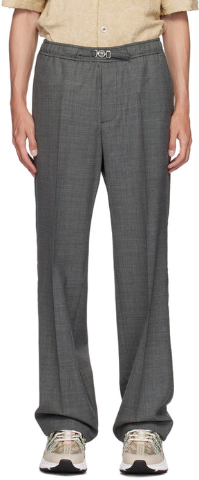 Versace Black & Gray Houndstooth Wool Trousers