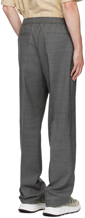 Versace Black & Gray Houndstooth Wool Trousers