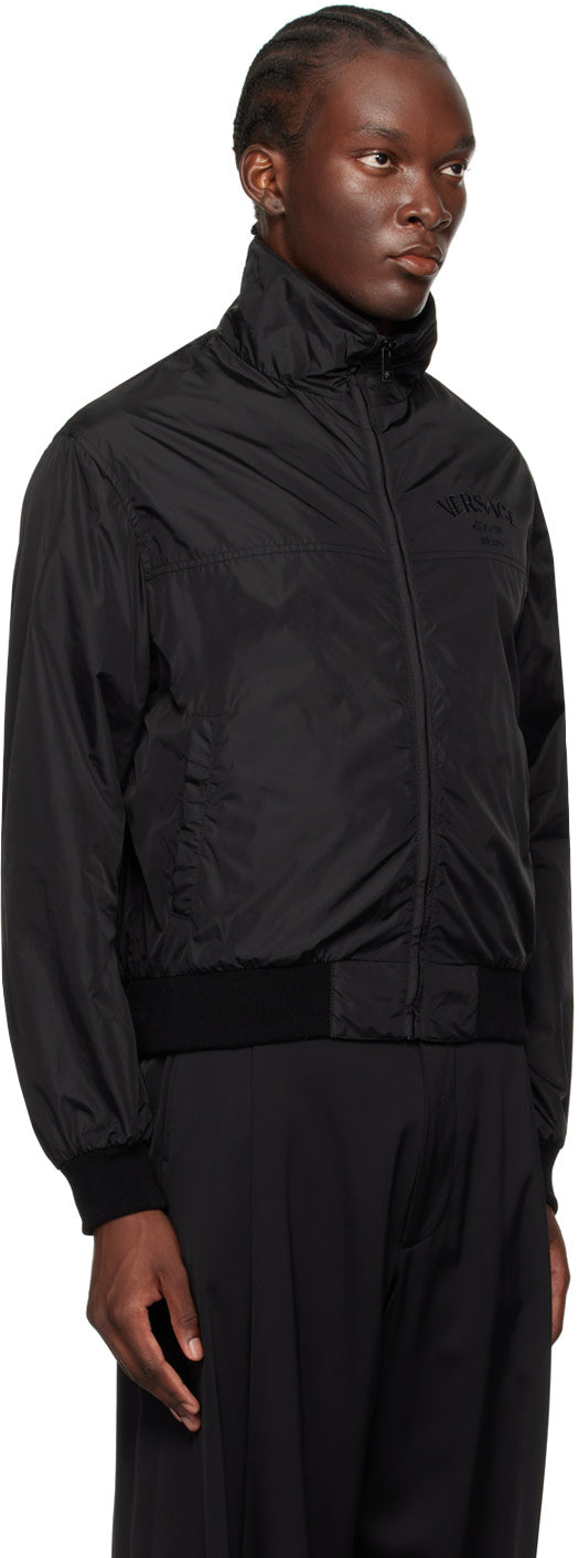 Versace Black Milano Stamp Bomber Jacket