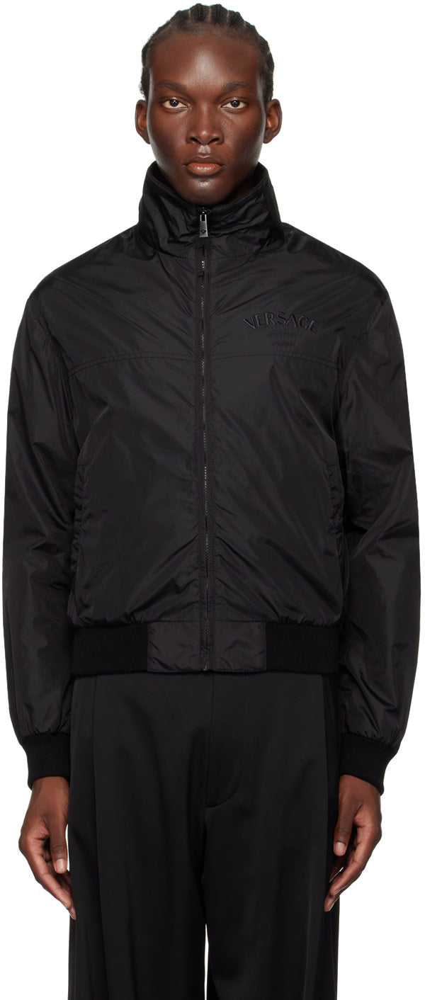 Versace Black Milano Stamp Bomber Jacket