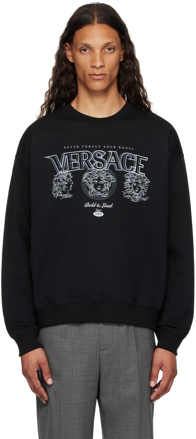 Versace Black Printed-Logo Sweatshirt