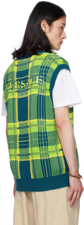 Versace Blue & Green Check Vest
