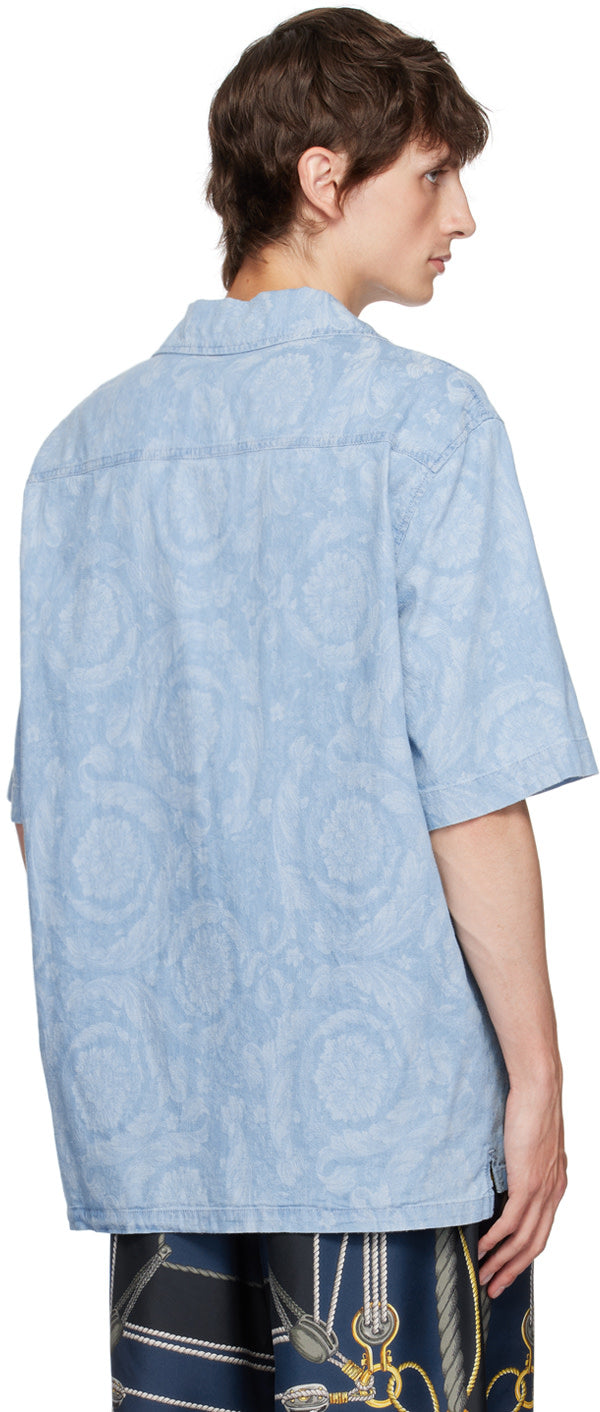 Versace Blue Barocco Chambray Shirt