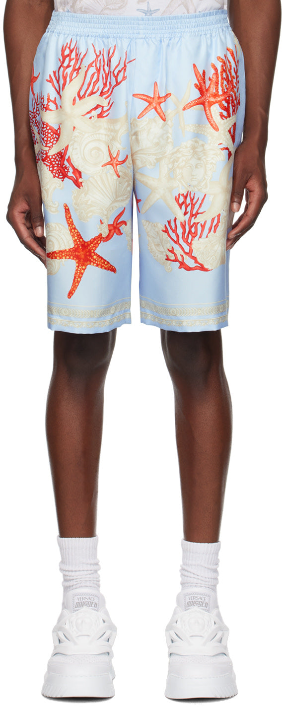 Versace Blue Barocco Sea Shorts
