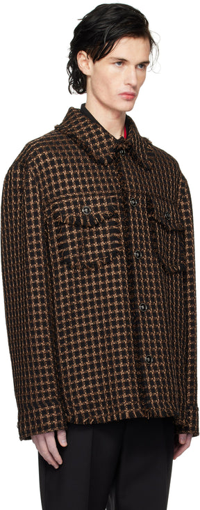 Versace Brown Tweed Overshirt Jacket