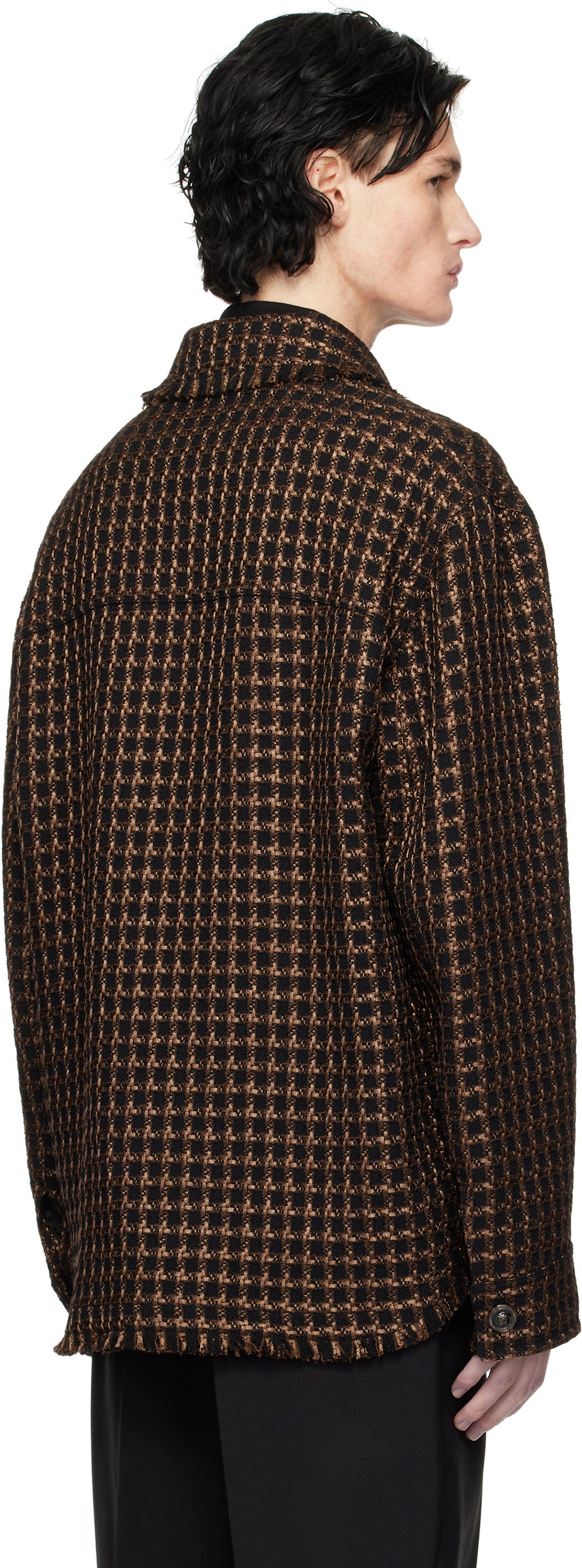 Versace Brown Tweed Overshirt Jacket