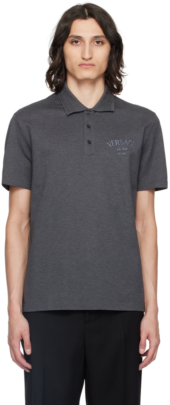 Versace Gray Milano Stamp Polo