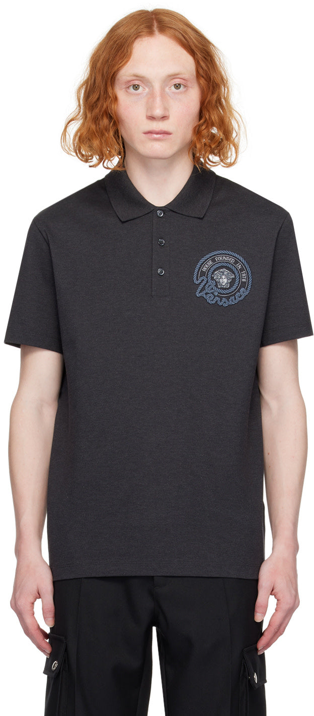 Versace Gray Nautical Medusa Polo