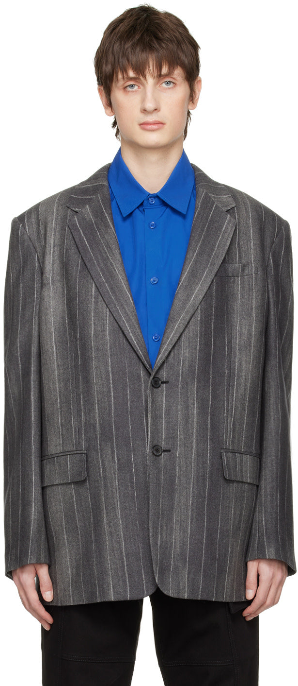Versace Gray Pastel Pinstripe Blazer