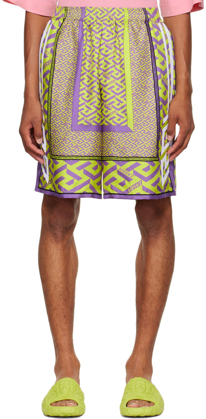 Versace Green 'La Greca' Shorts