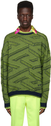Versace Green 'La Greca' Sweater
