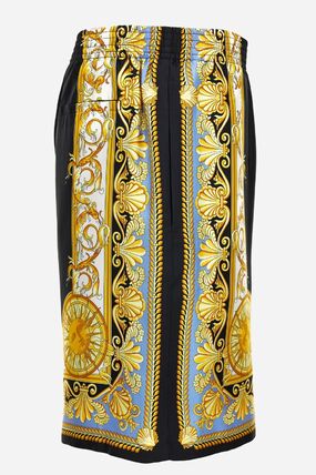VERSACE Barocco Palm Print Silk Shorts