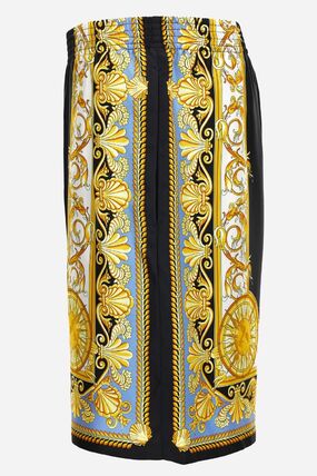 VERSACE Barocco Palm Print Silk Shorts