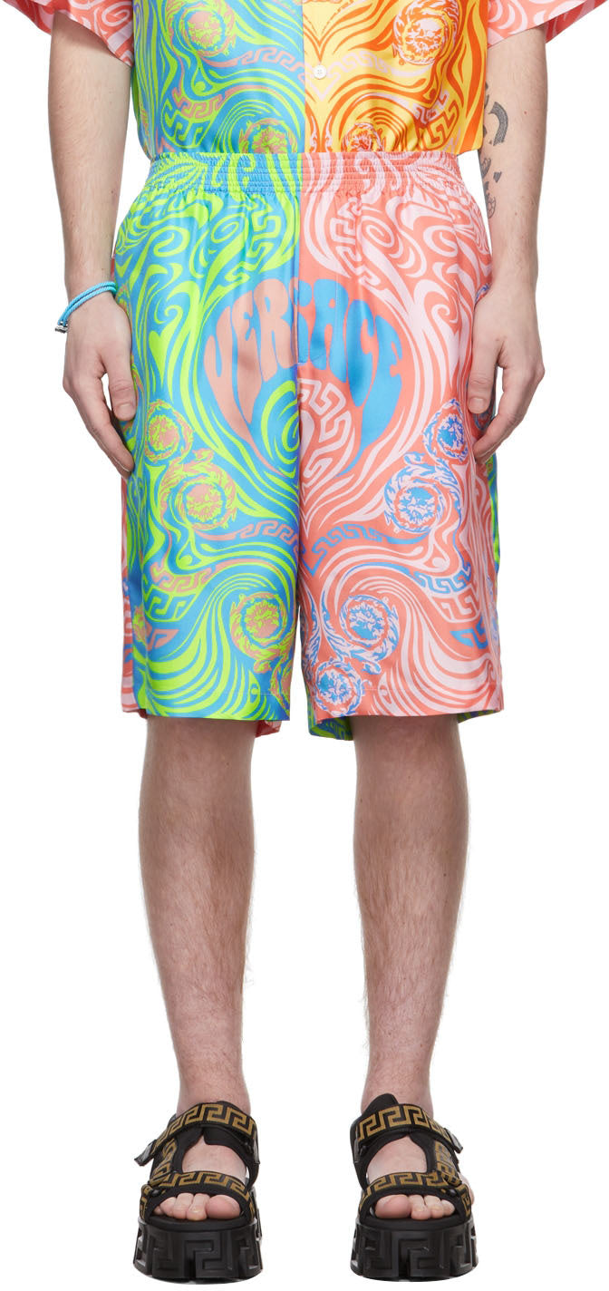 Versace Multicolor Silk Shorts