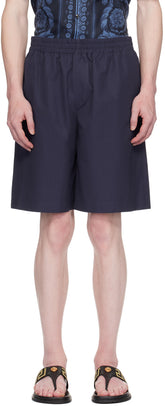 Versace Navy Embroidered Shorts