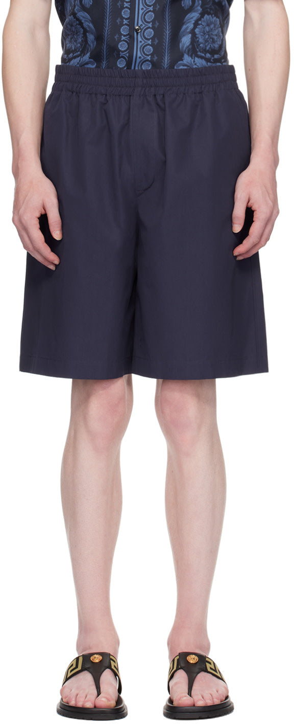 Versace Navy Embroidered Shorts