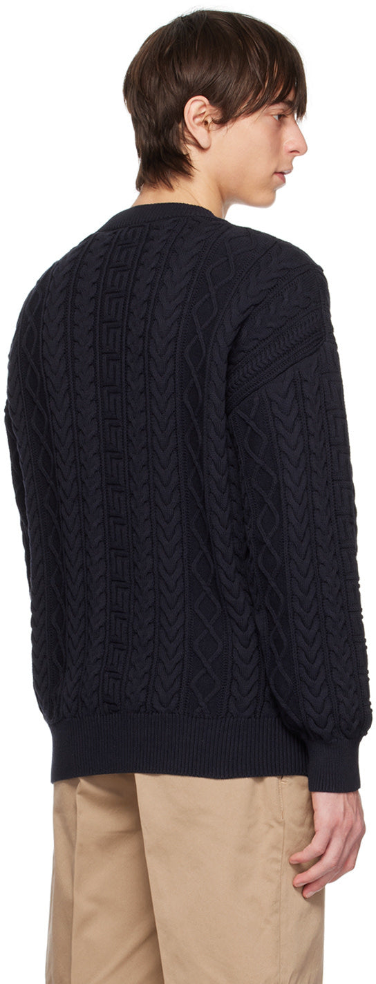 Versace Navy Greca Varsity Sweater