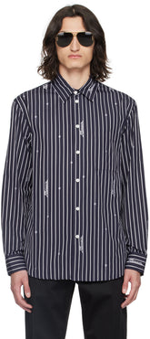 Versace Navy Nautical Stripe Shirt