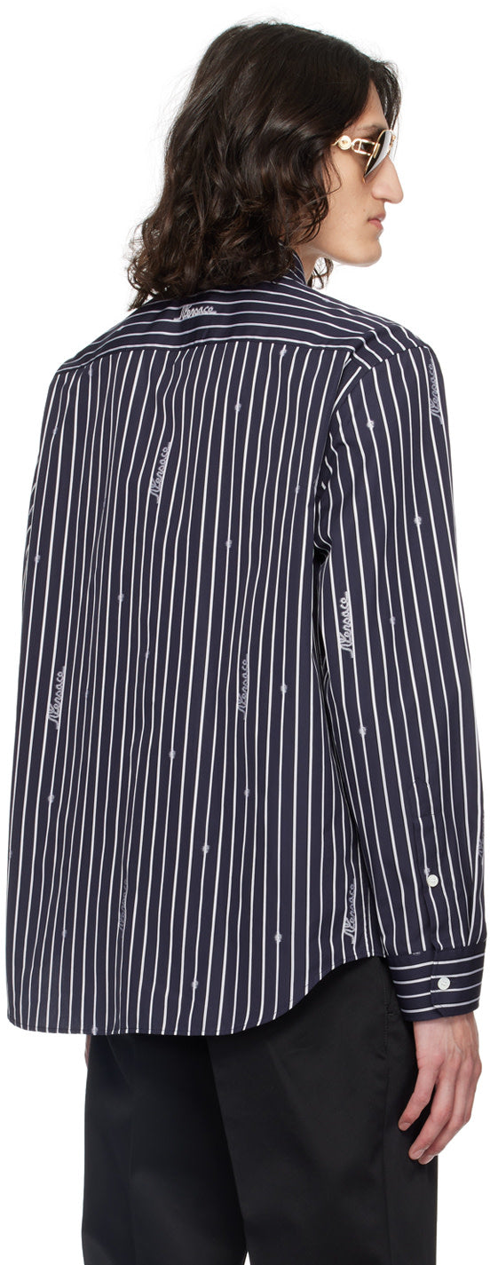 Versace Navy Nautical Stripe Shirt