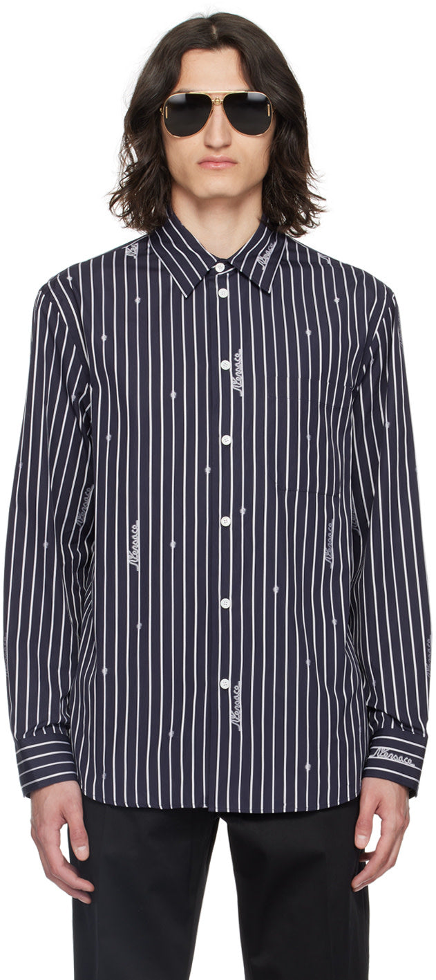 Versace Navy Nautical Stripe Shirt