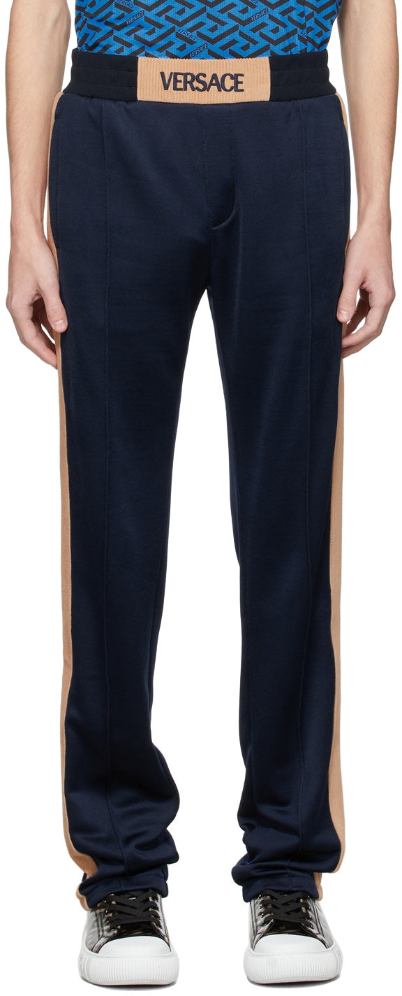 Versace Navy Rib Knit Sweatpants