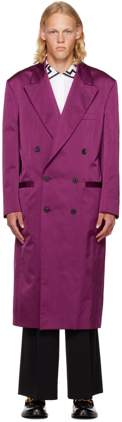 Versace Purple Double-Breasted Coat