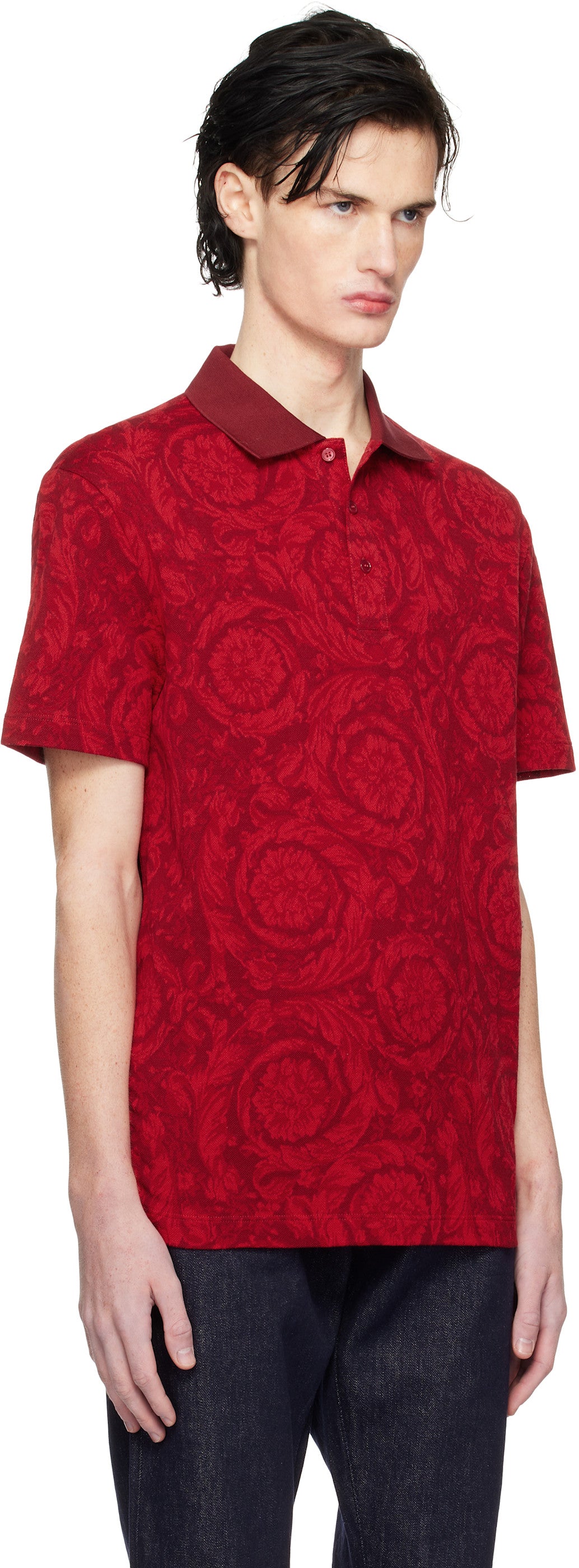 Versace Red Barocco Polo