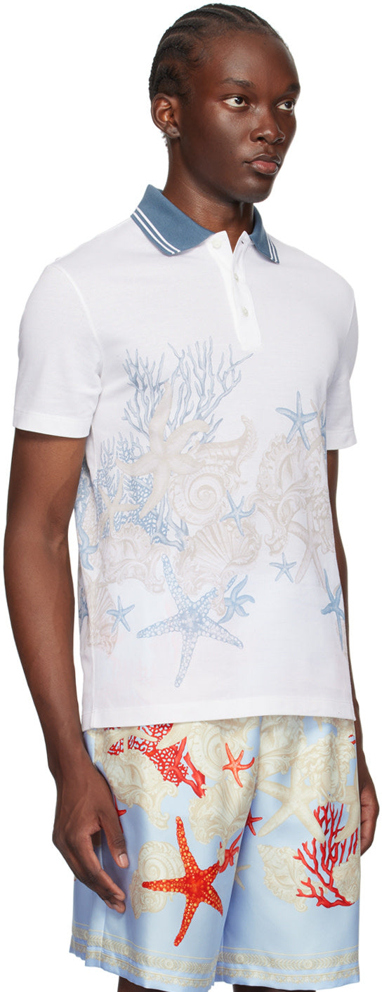 Versace White Barocco Sea Polo