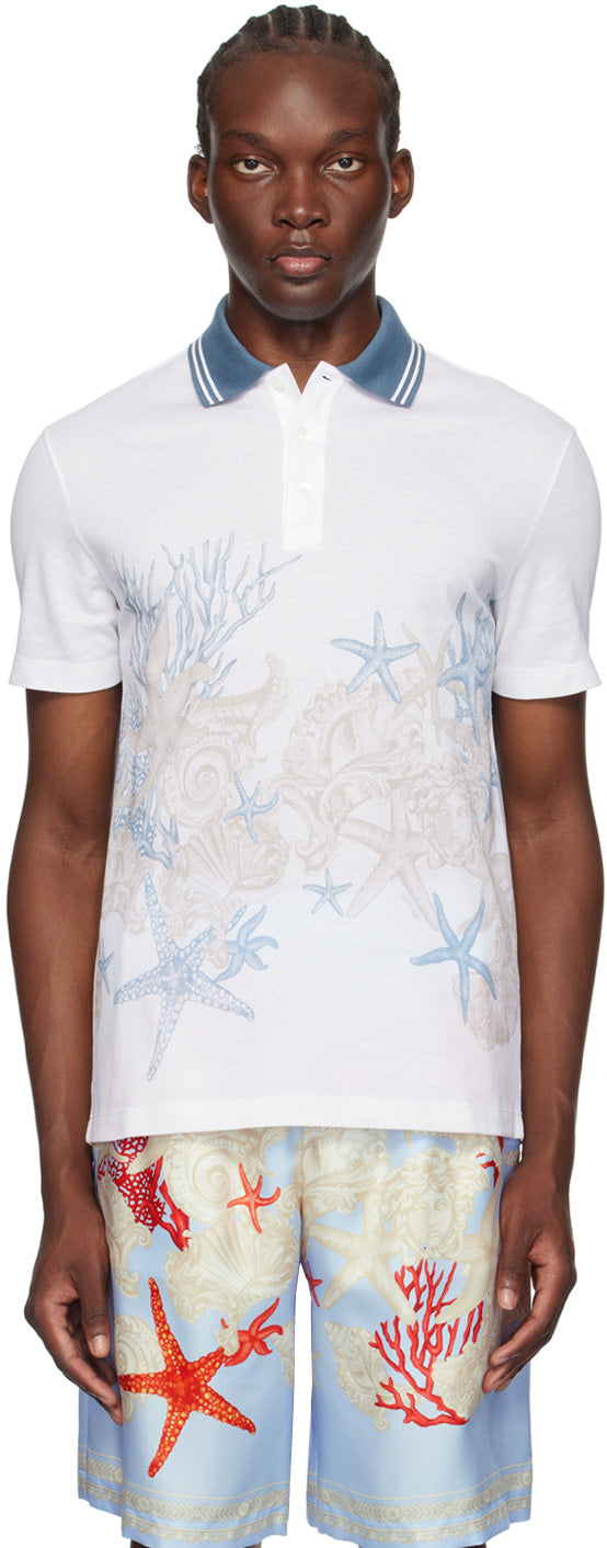 Versace White Barocco Sea Polo