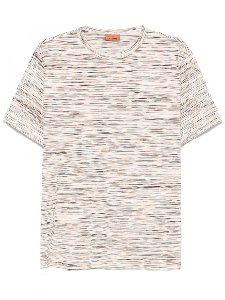 Missoni Slub Stripe Print T-Shirt in Orange White
