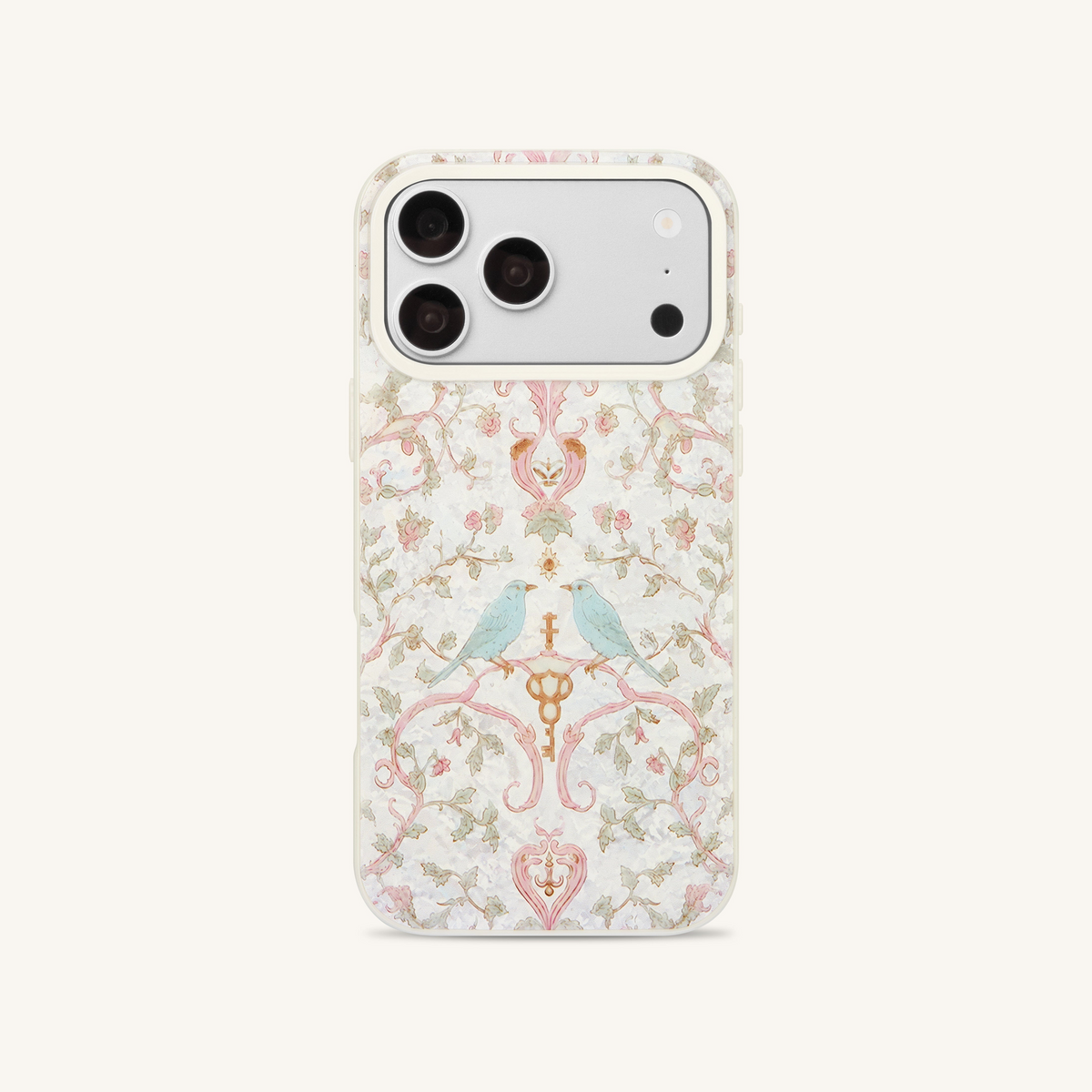 Vintage Romance Bird Pearl Shell Phone Case - White
