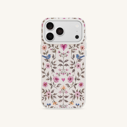 Vintage Romance Floral Bird Phone Case - White