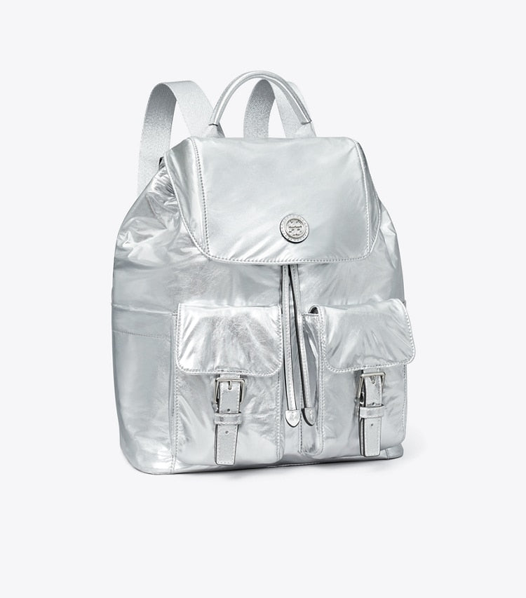 Virginia Metallic Flap Backpack