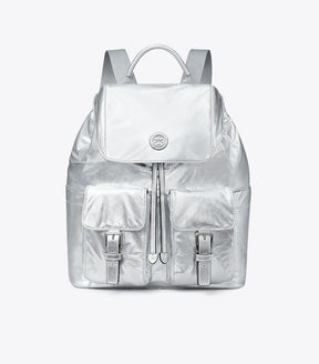 Virginia Metallic Flap Backpack