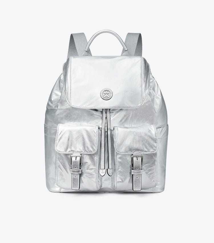 Virginia Metallic Flap Backpack