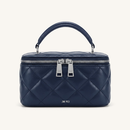 Vivienne Quilted Vanity Top Handle Bag - Navy