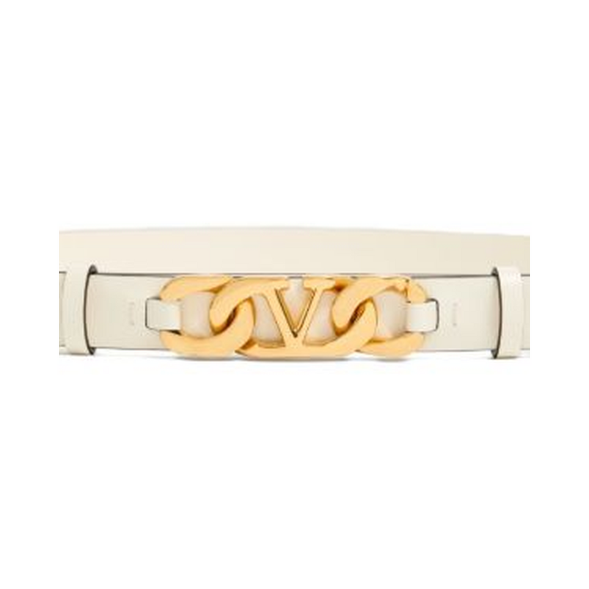 VLogo chain shiny calfskin belt