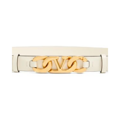 VLogo chain shiny calfskin belt