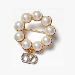 VLogo Signature Crystal Brooch