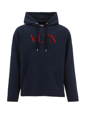 Valentino Embroidered VLTN Hoodie in Marine Blue