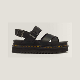 Voss II Athena Leather Strap Sandals — BLACK