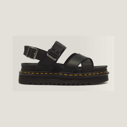 Voss II Athena Leather Strap Sandals — BLACK
