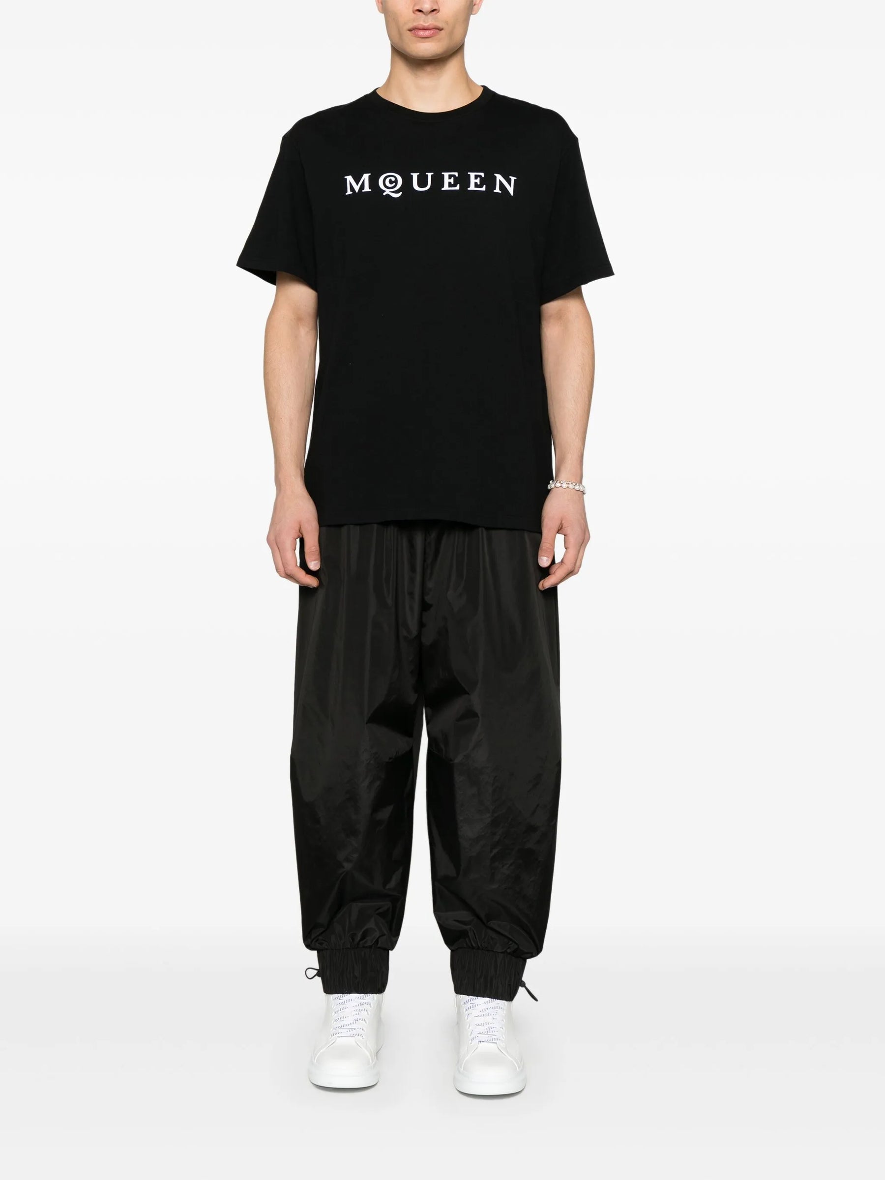 Alexander McQueen Flocked Logo T-Shirt in Black