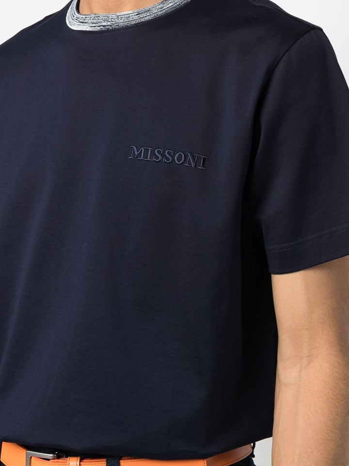 Missoni Embroidered Logo T-Shirt in Navy