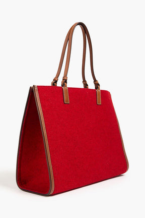 TORY BURCH Ella leather-trimmed felt tote