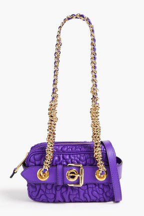 MOSCHINO Buckle-embellished quilted leather shoulder bag