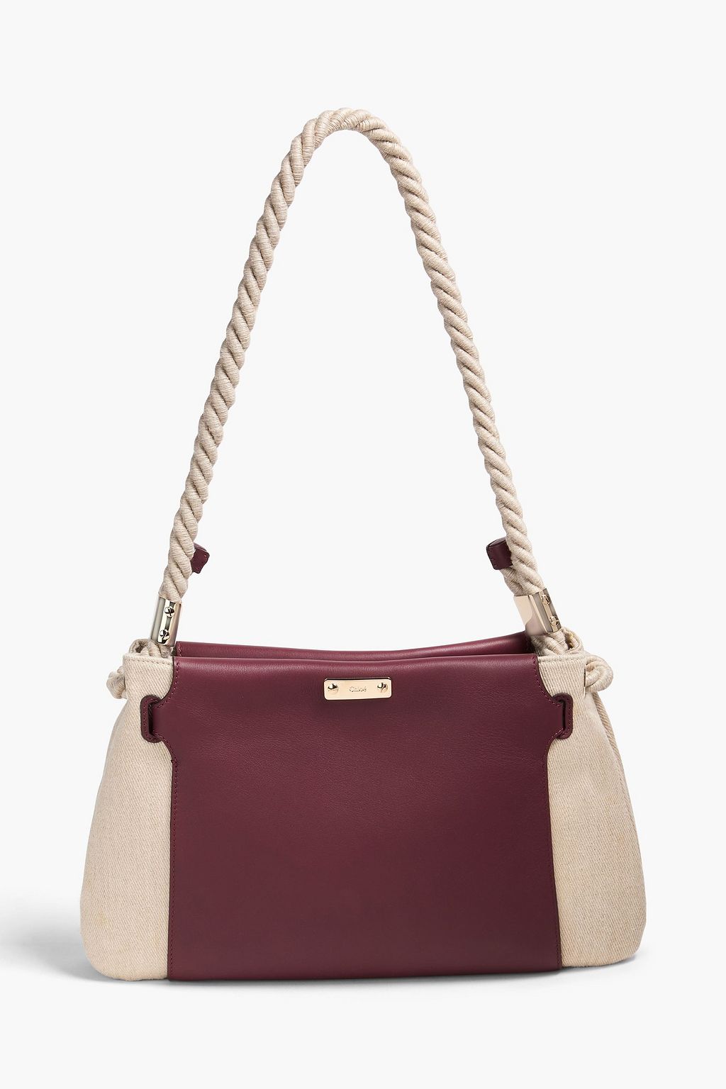 Key two-tone twill and leather shoulder bag