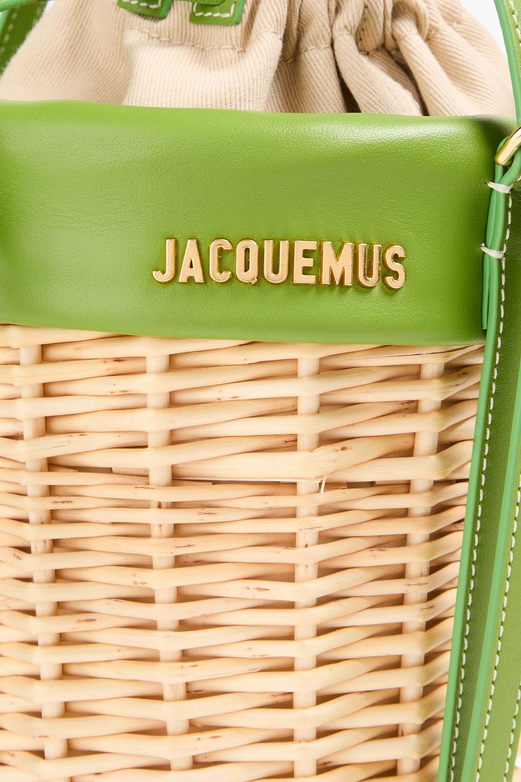 JACQUEMUS Le Panier Seau leather-trimmed wicker bucket bag