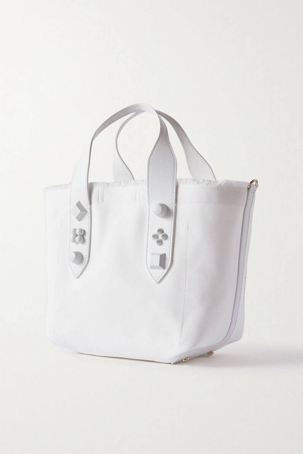 Christian Louboutin CHRISTIAN LOUBOUTIN Frangibus small leather-trimmed frayed printed canvas tote - Bags | Shop From The Mirage