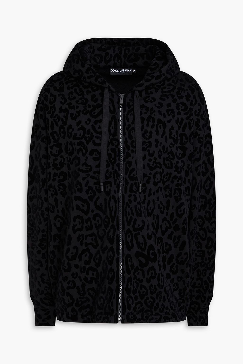 DOLCE&GABBANA Leopard-print French cotton-terry hooded zip-up sweatshirt